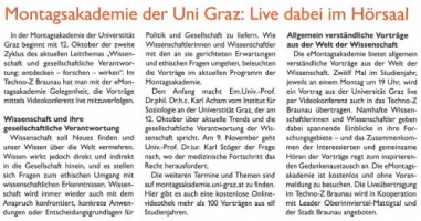 Montagsakademie der Uni Graz: Live dabei im Hörsaal