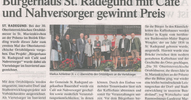 ORTSBILDPREIS Bürgerhaus St. Radegund mit Café und Nahversorger gewinnt Preis