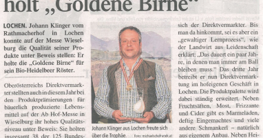 Rathmacherhof in Lochen holt "Goldene Birne"