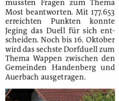 Jeging gewinnt das fünfte Dorfduell