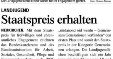 Landjugend: Staatspreis erhalten