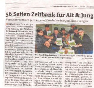 Braunauer BezirksRundschau Zeitbank für Alt und Jung 17. März 2
